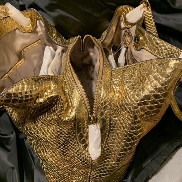 Michael Kors Python Metallic Gold Bag and Wallet - Picture 14 of 16